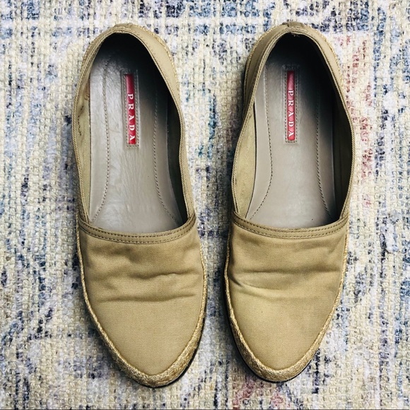 Prada Shoes - Prada Sport Espadrilles Tan Canvas Slip On Shoes 7